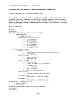 1721 Glucose and Amino Acid in Enterocyte