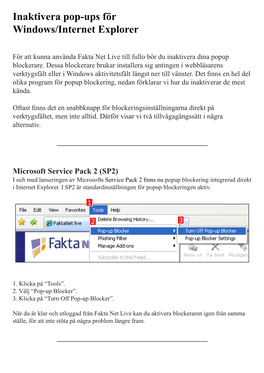 Inaktivera Pop-Ups För Windows/Internet Explorer