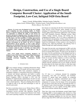 Design, Construction, and Use of a Single Board Computer Beowulf Cluster: Application of the Small- Footprint, Low-Cost, Insignal 5420 Octa Board