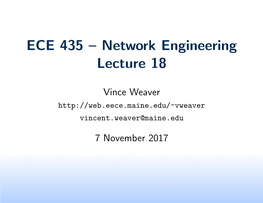 ECE 435 – Network Engineering Lecture 18