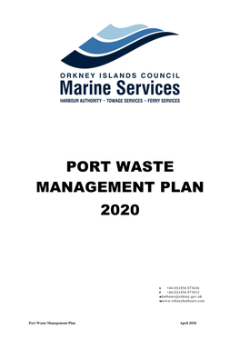 Port Waste Management Plan 2020