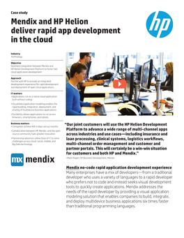 HP Helion Cloud | IT Case Study | Mendix | HP