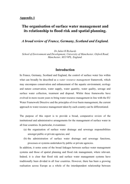 The Organisation of Surface Water Management and Its Relationship to Flood Risk and Spatial Planning