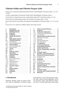 Chlorine Oxides and Chlorine Oxygen Acids 1