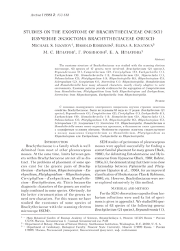 Studies on the Exostome of Brachytheciaceae (Musci) Èçó×Åíèå Ýêçîñòîìà Brachytheciaceae (Musci) Michael S