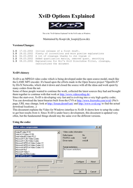 Xvid Options Explained