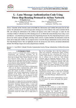 L Journal of Scientific Research & Engineering Trends Volume 5, Issue 1, Jan-Feb-2019, ISSN (Online): 2395-566X