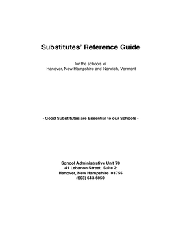 Substitutes' Reference Guide