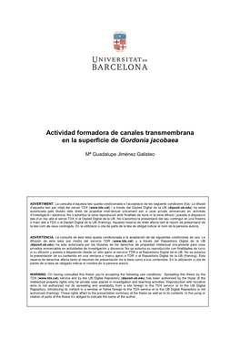 Actividad Formadora De Canales Transmembrana En La Superficie De Gordonia Jacobaea
