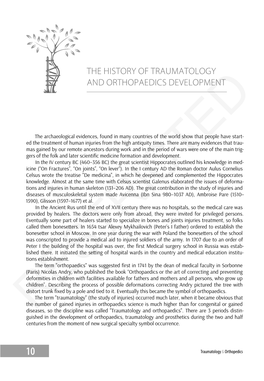 The History of Traumatology and Orthopaedics Development