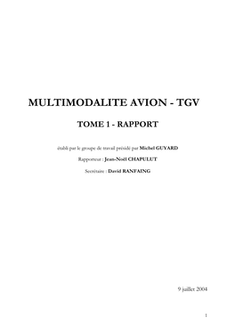 Multimodalite Avion - Tgv