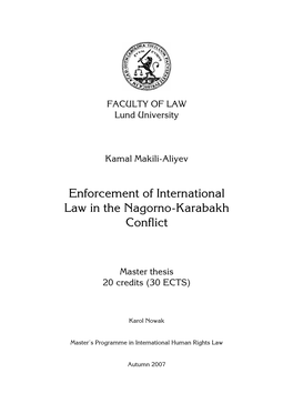 Enforcement of International Law in the Nagorno-Karabakh Conflict