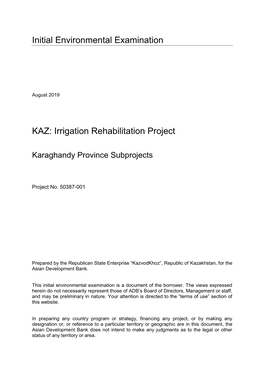 50387-001: Irrigation Rehabilitation Project