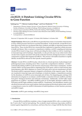 A Database Linking Circular Rnas to Gene Function