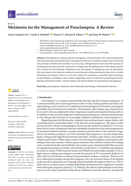 Melatonin for the Management of Preeclampsia: a Review