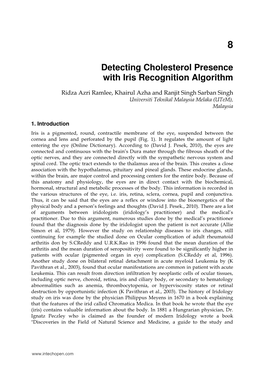 Detecting Cholesterol Presence with Iris Recognition Algorithm