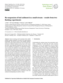 Re-Suspension of Bed Sediment in a Small Stream – Results from Two ﬂushing Experiments