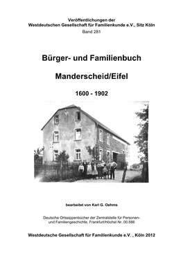 Auszug Aus: Bürger- Und Familienbuch Manderscheid/Eifel