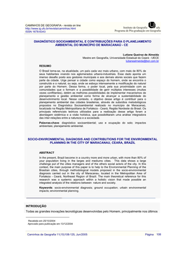 Diagnostico Socio-Ambiental Lutiane Queiroz De Almeida