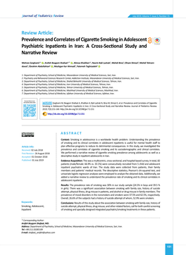 Prevalence and Correlates of Cigarette Smoking in Adolescent Psychiatric Inpatients in Iran: a Cross-Sectional Study and Narrative Review