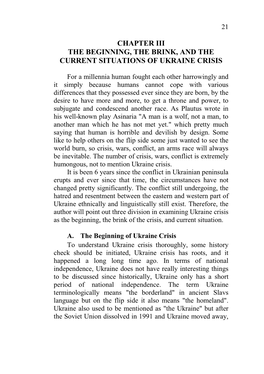 Chapter Iii the Beginning, the Brink, and the Current Situations of Ukraine Crisis