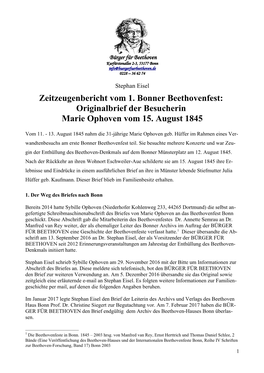 Originalbrief Der Besucherin Marie Ophoven Vom 15. August 1845