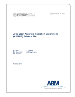 ARM West Antarctic Radiation Experiment (AWARE) Science Plan