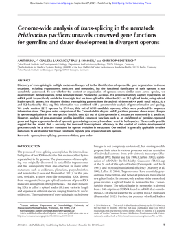 Genome-Wide Analysis of Trans-Splicing in the Nematode