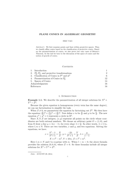 Plane Conics in Algebraic Geometry