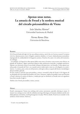 Apenas Unas Notas. La Amusia De Freud Y La Sordera Musical Del Círculo Psicoanalítico De Viena