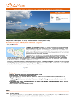 Magna Via Francigena in Sicily: from Palermo to Agrigento - Italy Magna Via Francigena in Sicily: from Palermo to Agrigento