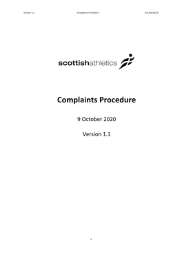 Complaints Procedure DA 09/10/20