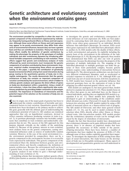 Genetic Architecture and Evolutionary Constraint When the Environment