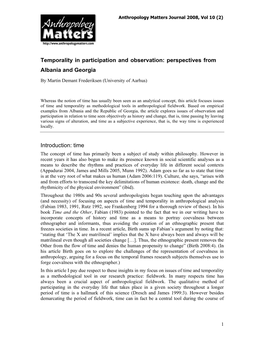 Temporality in Participation and Observation: Perspectives from Albania and Georgia