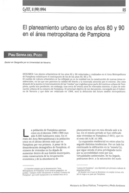 El Planeamiento Urbano De Los Años 80 Y 90 En El Área Metropolitana De Pamplona