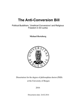 The Anti-Conversion Bill: Political Buddhism, ‘Unethical Conversions’ and Religious Freedom in Sri Lanka