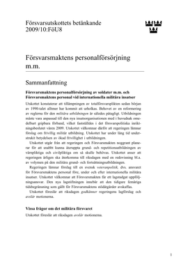 Bet. 2009/10:Föu8 Försvarsmaktens Personalförsörjning M.M