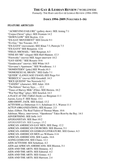Index 1994–2009 (Volumes 1–16)
