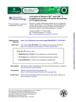 Linked Glycans N of Lymphocytes Leads