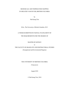 Microscale Air Temperature Mapping in Greater Vancouver, British Columbia