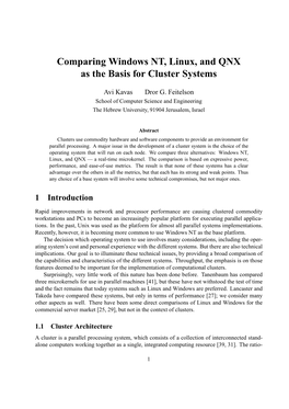 Comparing Windows NT, Linux, and QNX As the Basis for Cluster Systems