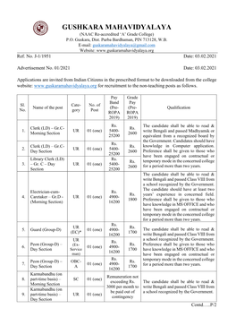 GUSHKARA MAHAVIDYALAYA (NAAC Re-Accredited ‘A’ Grade College) P.O