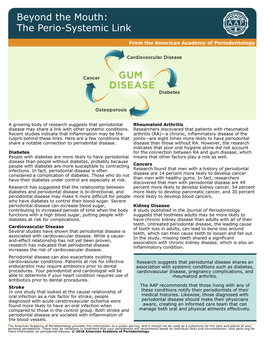 Beyond the Mouth: the Perio-Systemic Link