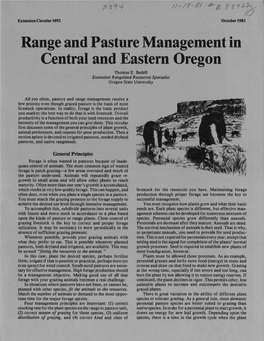 Range and Pasture Management in Central and Eastern Oregon