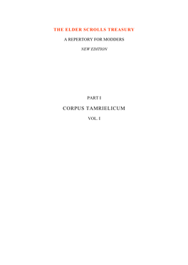 The Elder Scrolls Treasury, Part I: Corpus Tamrielicum. Vol. I