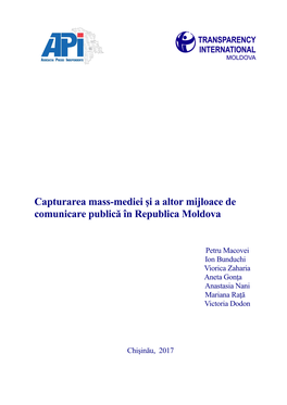 Capturarea Mass-Mediei Şi a Altor Mijloace De Comunicare Publică În Republica Moldova