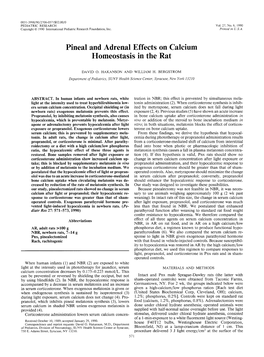 Pineal and Adrenal Effects on Calcium Homeostasis in the Rat