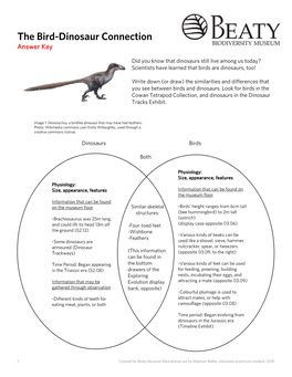 The Bird-Dinosaur Connection Answer Key