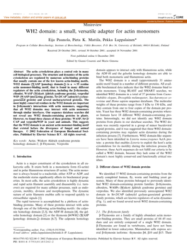 WH2 Domain: a Small, Versatile Adapter for Actin Monomers