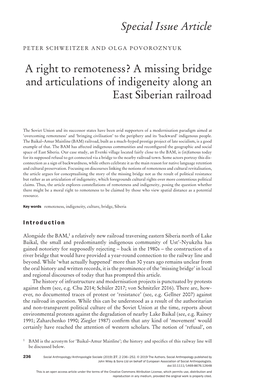 A Right to Remoteness? a Missing Bridge and Articulations of Indigeneity Along an East Siberian Railroad